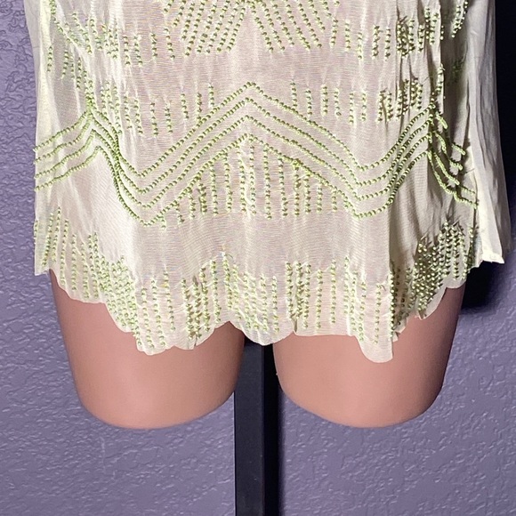 ALTAR’D STATE - tank: beaded sheer green toned w button down rear - L - Picture 4 of 16